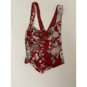 Free People Vintage Style Floral Print Swimsuit With Ruched Bust & Cross-Back